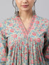 Sea Green Cotton Floral Print Kurta with Pant